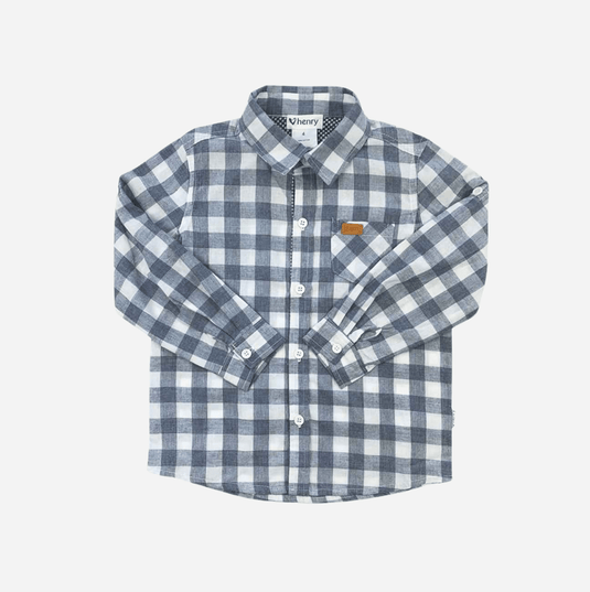 Love Henry Boys Dress Shirt - Large Blue Check