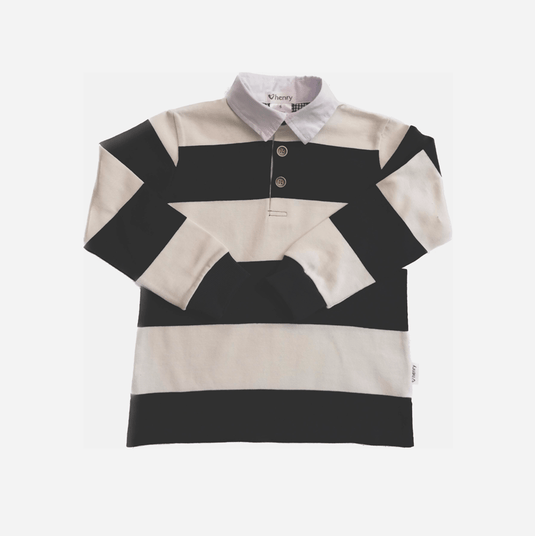 Love Henry Boys Freddie Rugby Polo - Cream Stripe