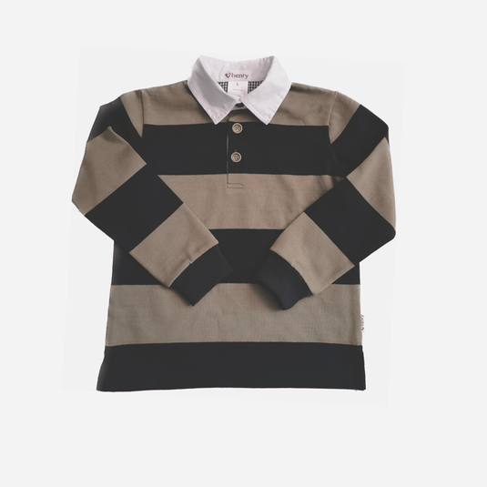 Love Henry Boys Freddie Rugby Polo - Olive Stripe