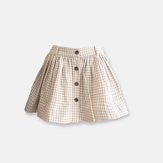 Love Henry Girls Full Button Skirt - Beige Gingham