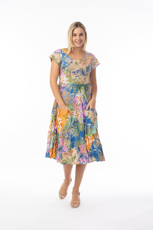 Orientique Womens Miramar Dress Layers Pockets