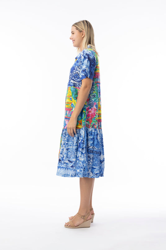 Orientique Womens Okayama Dress Patch Collar