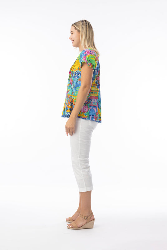 Orientique Womens Okayama Top Pleated