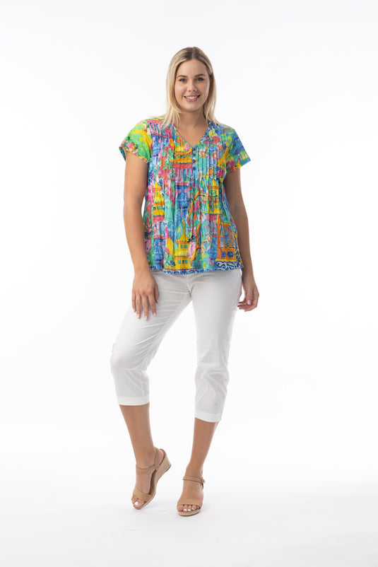 Orientique Womens Okayama Top Pleated