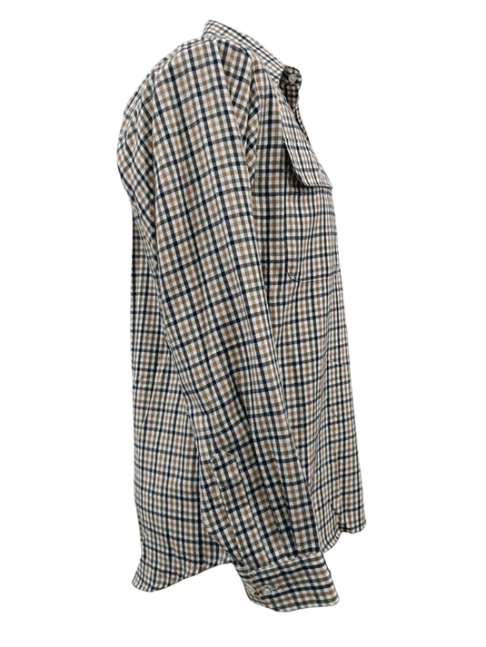 Bisley Mens Long Sleeve Brushed Cotton Shirt - Olive Check
