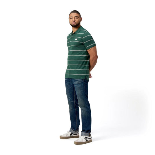 Canterbury Mens Yarn Dye Stripe Polo - Forest