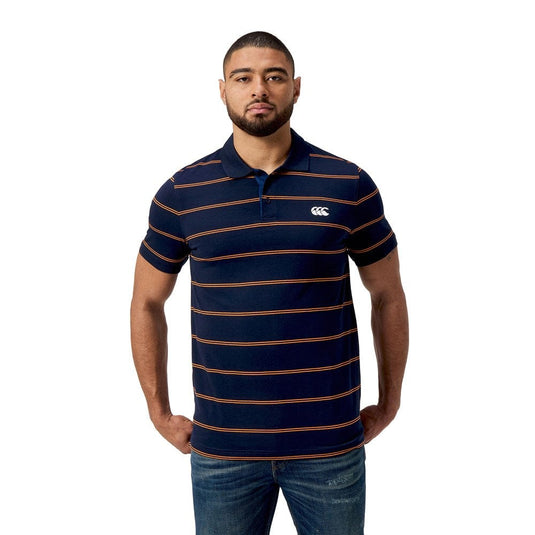 Canterbury Mens Yarn Dye Stripe Polo - Navy