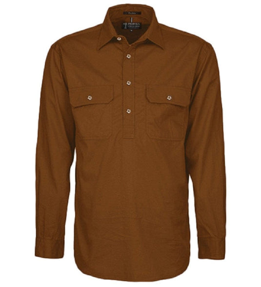 Pilbara Mens Terracotta Closed Front L/S Shirt