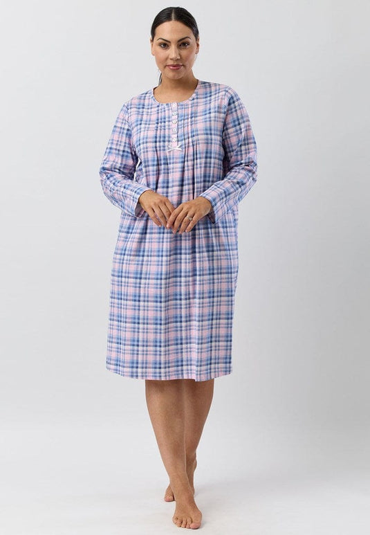 Schrank Womens Plaid Check Nightie - Short Length