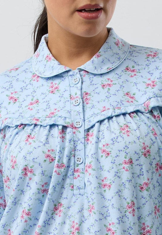 Schrank Womens Posy Collared Nightie - Mid Length