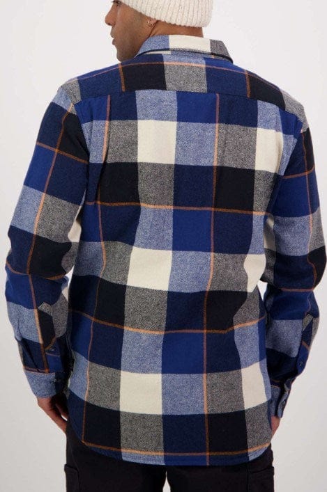 Swanndri Mens Lowcliffe Long-Sleeve Shacket - Cobalt Check