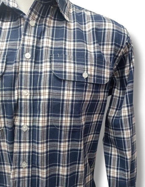 Bisley Mens Brushed Long Sleeve Medium Check - White