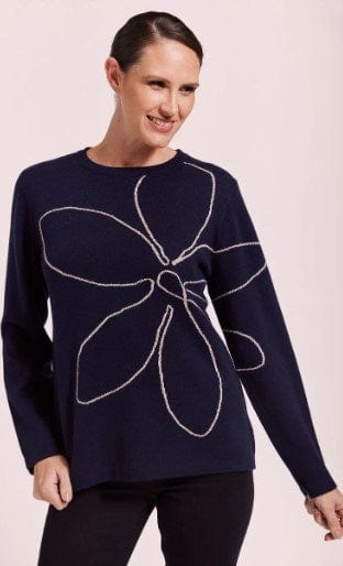 See Saw Womens Wool Blend Flower Jacquard Sweater