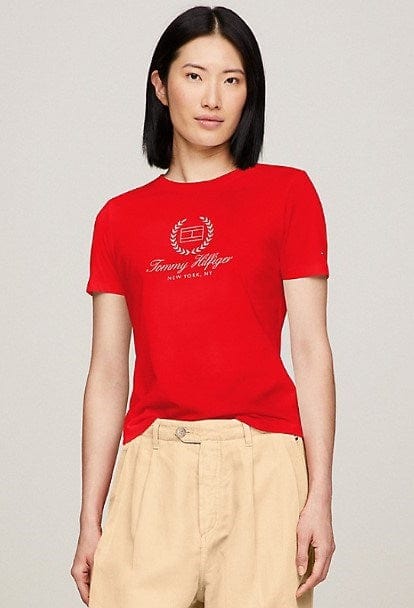 Tommy Hilfiger Womens Slim Flag Script T Shirt