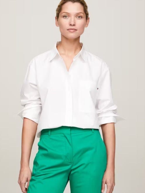 Tommy Hilfiger Womens Patch Pocket Oversized Shirt