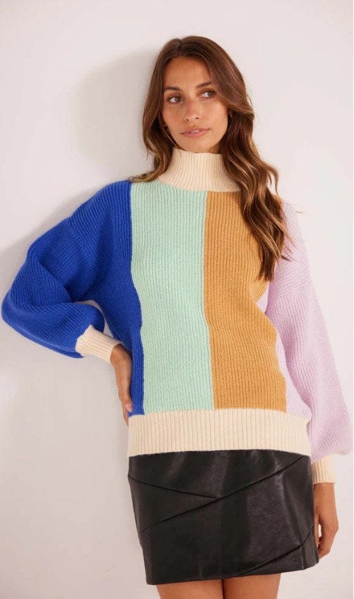 Minkpink Womens Zia Colour Block Knit Jumper
