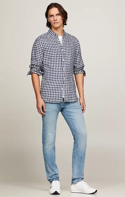 Tommy Hilfiger Mens Linen Gingham Check Slim Shirt