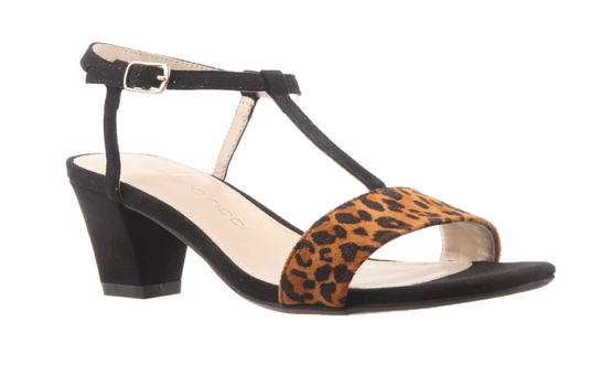 Simona Ricci Womens Jenna Black Leopard Sandal Shoes