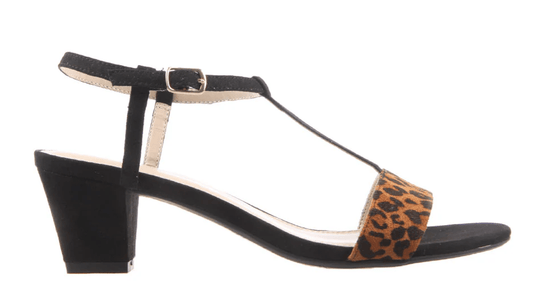 Simona Ricci Womens Jenna Black Leopard Sandal Shoes