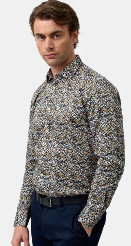Brooksfield Mens Premium Gold Print X-Large Business Shirt