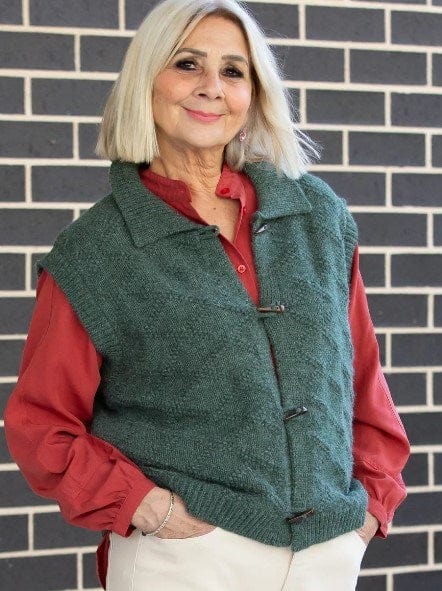 Equinox Womens Textured Knit Vest with Toggle Buttons