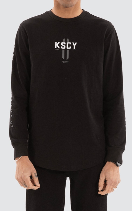 KSCY Mens Arcade Dual Curved Long Sleeve Tee