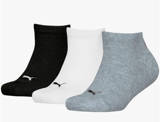 Puma Kids Plain Sneaker 3 Pack Socks - Grey/White/Black