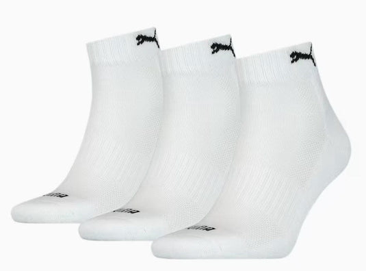 Puma Unisex Cushioned Quarter 3 Pack White Socks