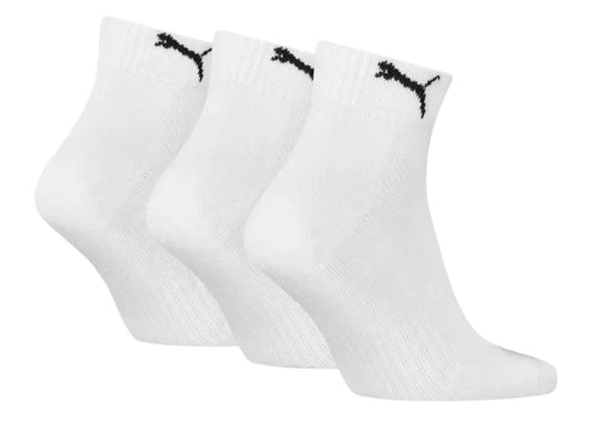 Puma Unisex Cushioned Quarter 3 Pack White Socks