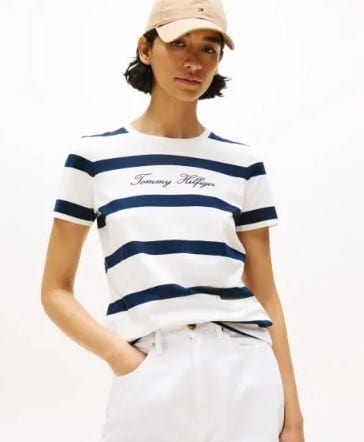 Tommy Hilfiger Womens Logo Embroidery Crew Neck T-Shirt