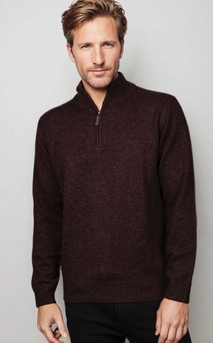 Ansett Mens Half Zip Cashmere Merino Wool Jumper