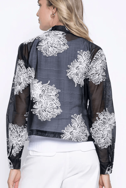 Picadilly Womens Zip-Front Cropped Embellished Jacket