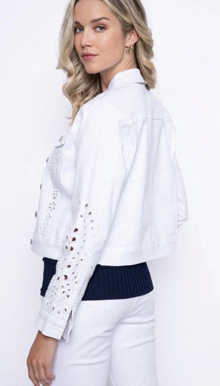 Picadilly Womens Embellished Eyelet Denim Jacket