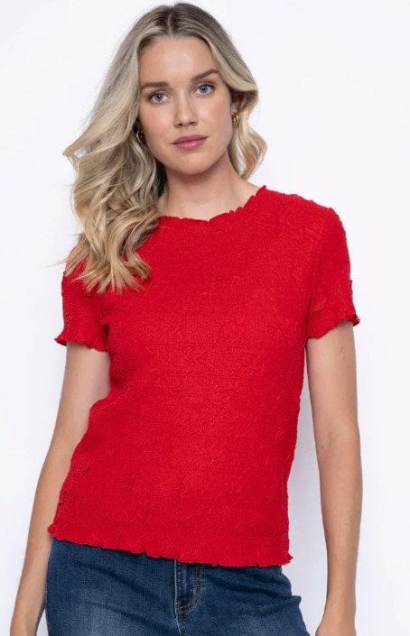 Picadilly Womens Short Sleeve Pleated Top