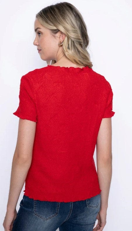 Picadilly Womens Short Sleeve Pleated Top