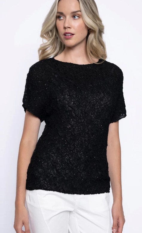 Picadilly Womens Short Sleeve Pleated Top