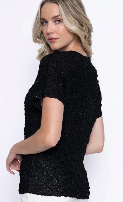 Picadilly Womens Short Sleeve Pleated Top