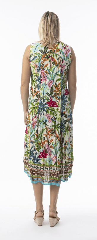 Orientique Womens Ovahe Sleeveless V-Trim Midi Dress