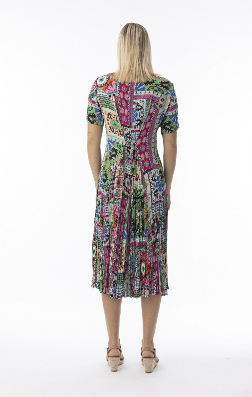 Orientique Womens Sao Bento Godet Short Sleeve Dress