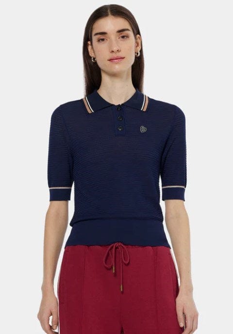 Scotch & Soda Womens Pointelle Collared Knitted Top