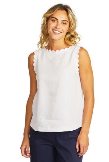 Pingpong Womens Lucy Linen Scallop Top