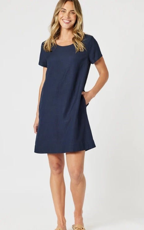 Gordon Smith Womens Lino Stitch Hem Detail Dress