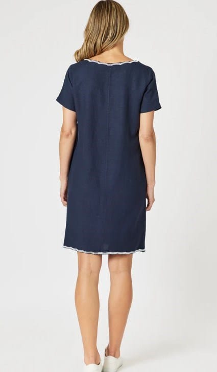 Gordon Smith Womens Palm Embroidered Lino Shift Dress