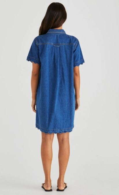Sass Womens Vale Scalloped Denim Dress