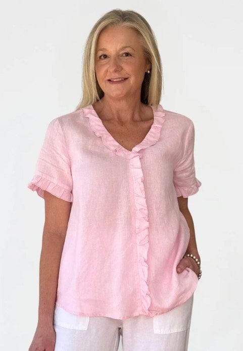 Gordon Smith Womens Tiffany Short Sleeve Linen Top