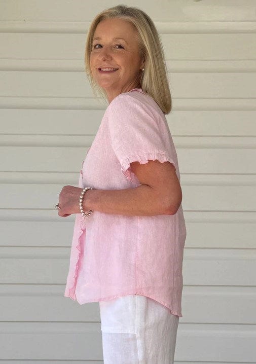 Gordon Smith Womens Tiffany Short Sleeve Linen Top