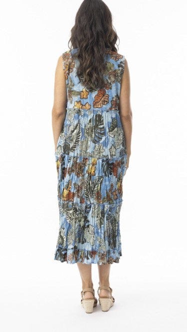 Orientique Womens Lima Blue Dress Layers Sleeveless