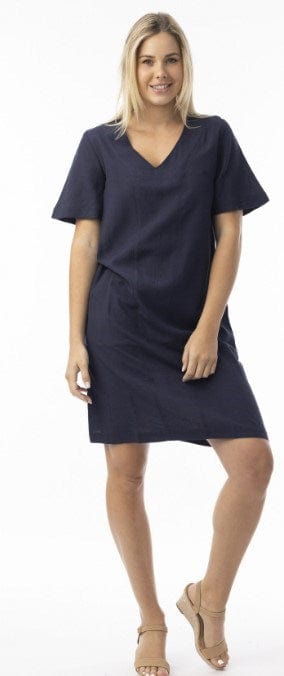 Orientique Womens Linen Essentials Dress Shift - Navy