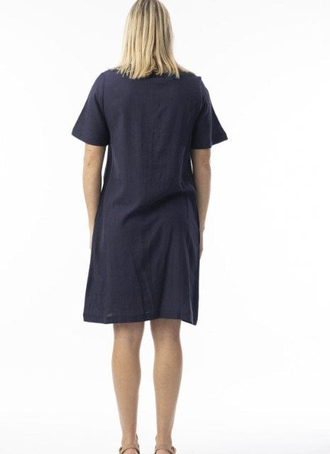 Orientique Womens Linen Essentials Dress Shift - Navy