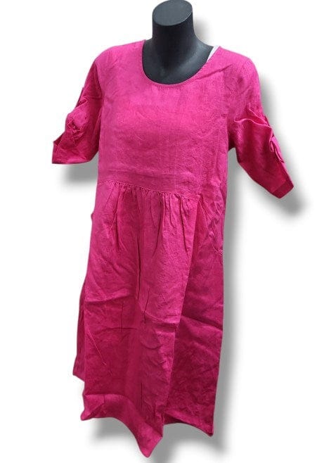 Corfu Womens Summer Linen Dress - Pink